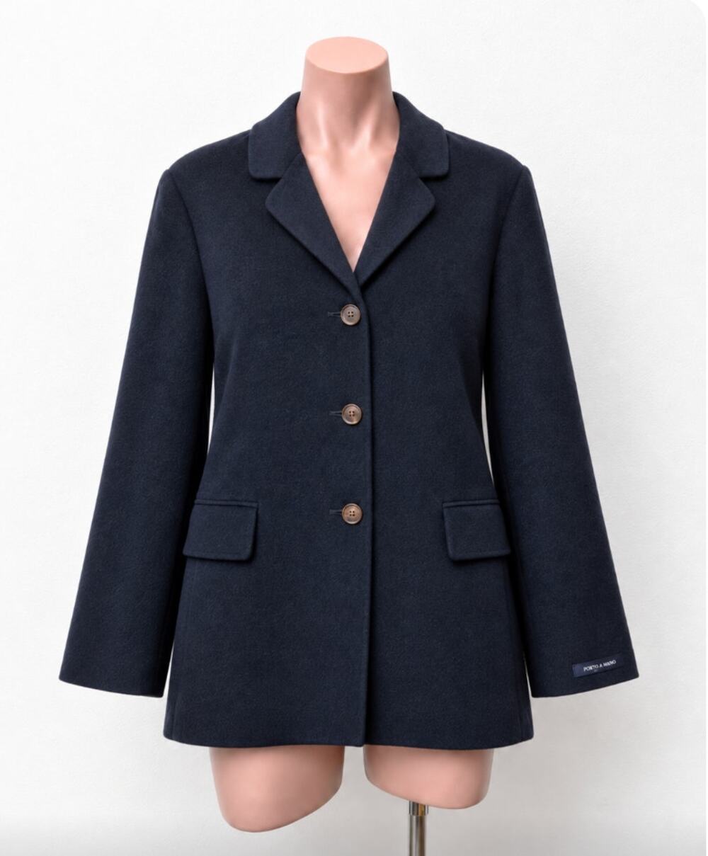 S MaxMara Cucio Amano Navy Angora Wool Blend 3-Button Blazer 12